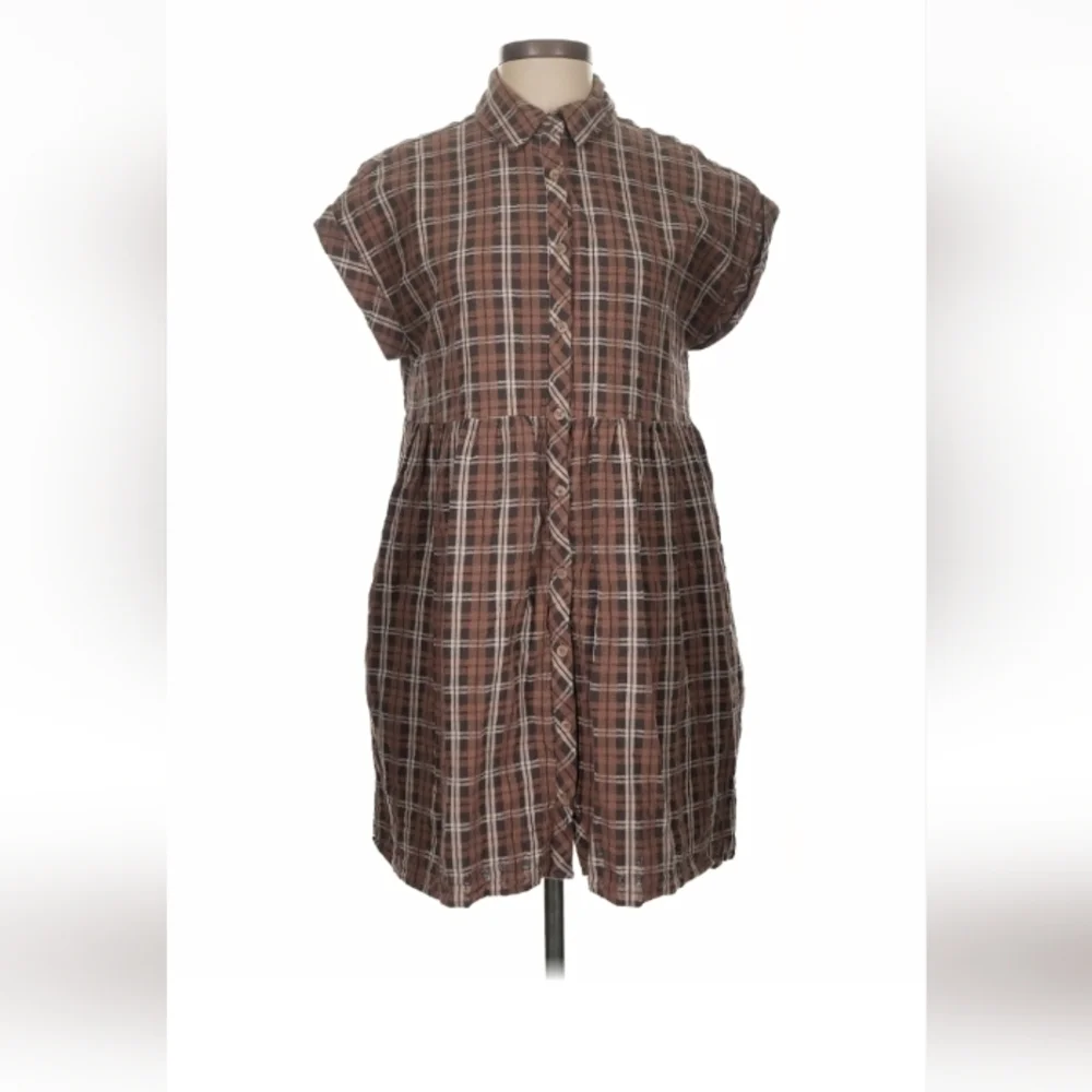 Entro Brown Plaid Flannel Shirtdress S $51 Retail